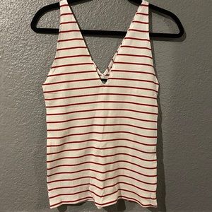 White & red striped v neck tank from reformation